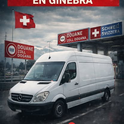 Camion Suissetrans INT au passage de la douane à Genève